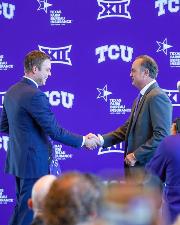 @TCU Football- Photo of Sonny Dykes and Jeremiah Donati